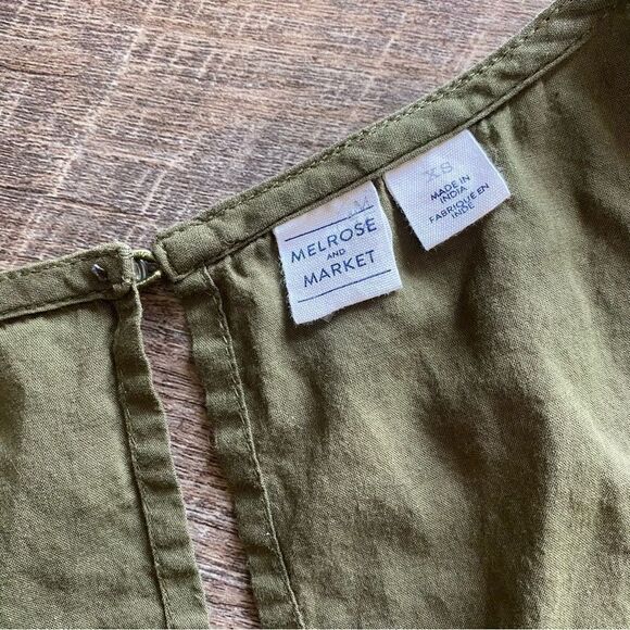 Melrose And Market Top Olive Embroidered XS Oversized Cotton Summer - Picture 3 of 10